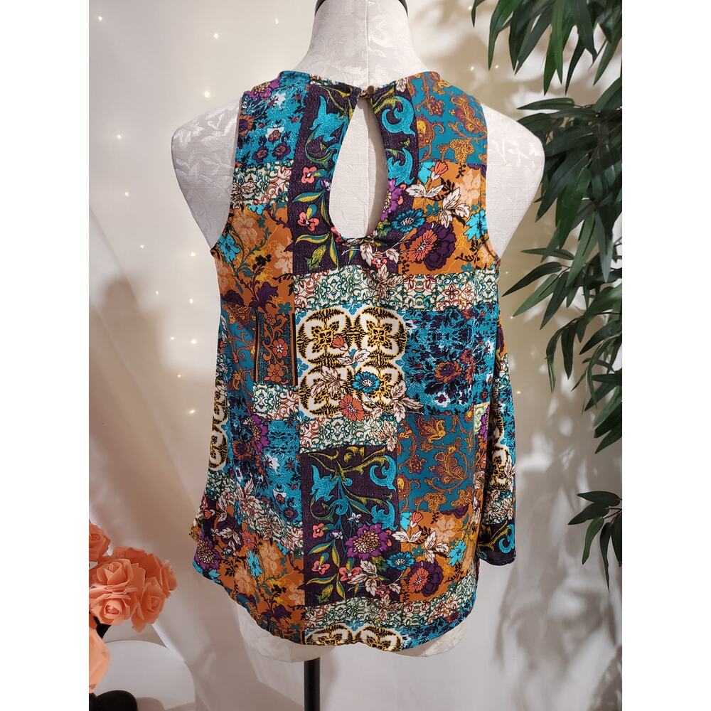 Vtg Eyeshadow Womens Y2K Patchwork Print Top Size S Paisley Floral Boho Hippie - Picture 3 of 9